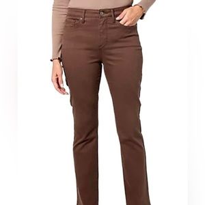NYDJ High Rise Billie Mini Bootcut Jeans Brown Coffee Bean Pants Size 14P